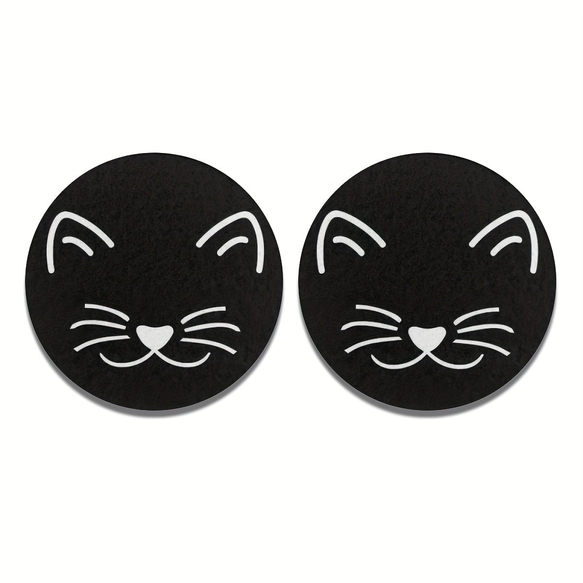 2pcs Cat Pattern Cup Holder Coaster Mats Car Interior Accessories