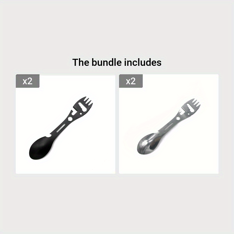 10 in 1 Spork Stainless Steel Utensil Can Opener Multi-Tool for Camping Hiking