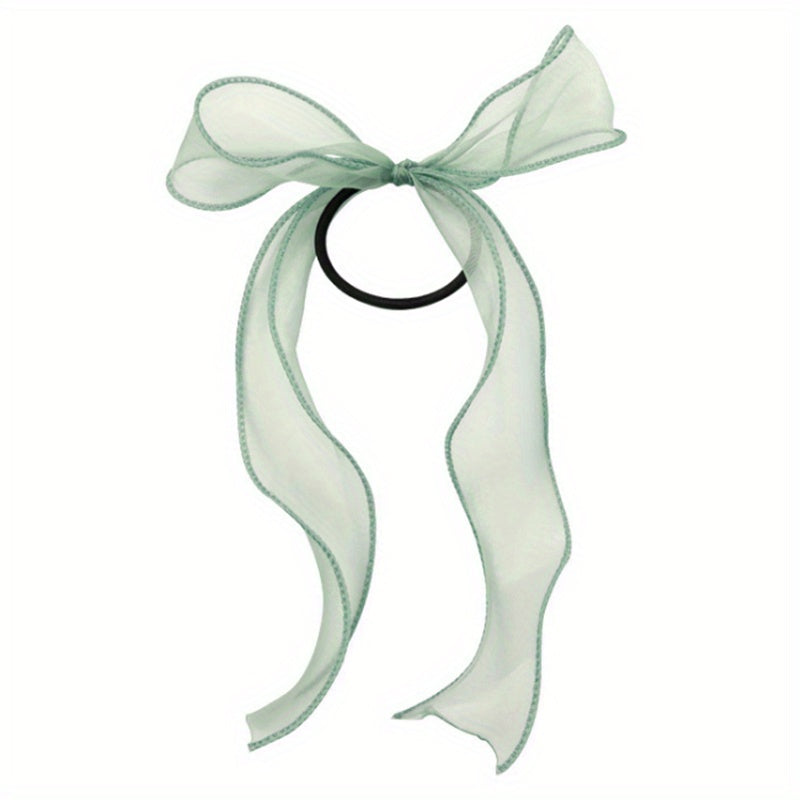 Organza Bow Scarf Hair Tie Long Ribbon Hair Tope Sweet Hair Ring