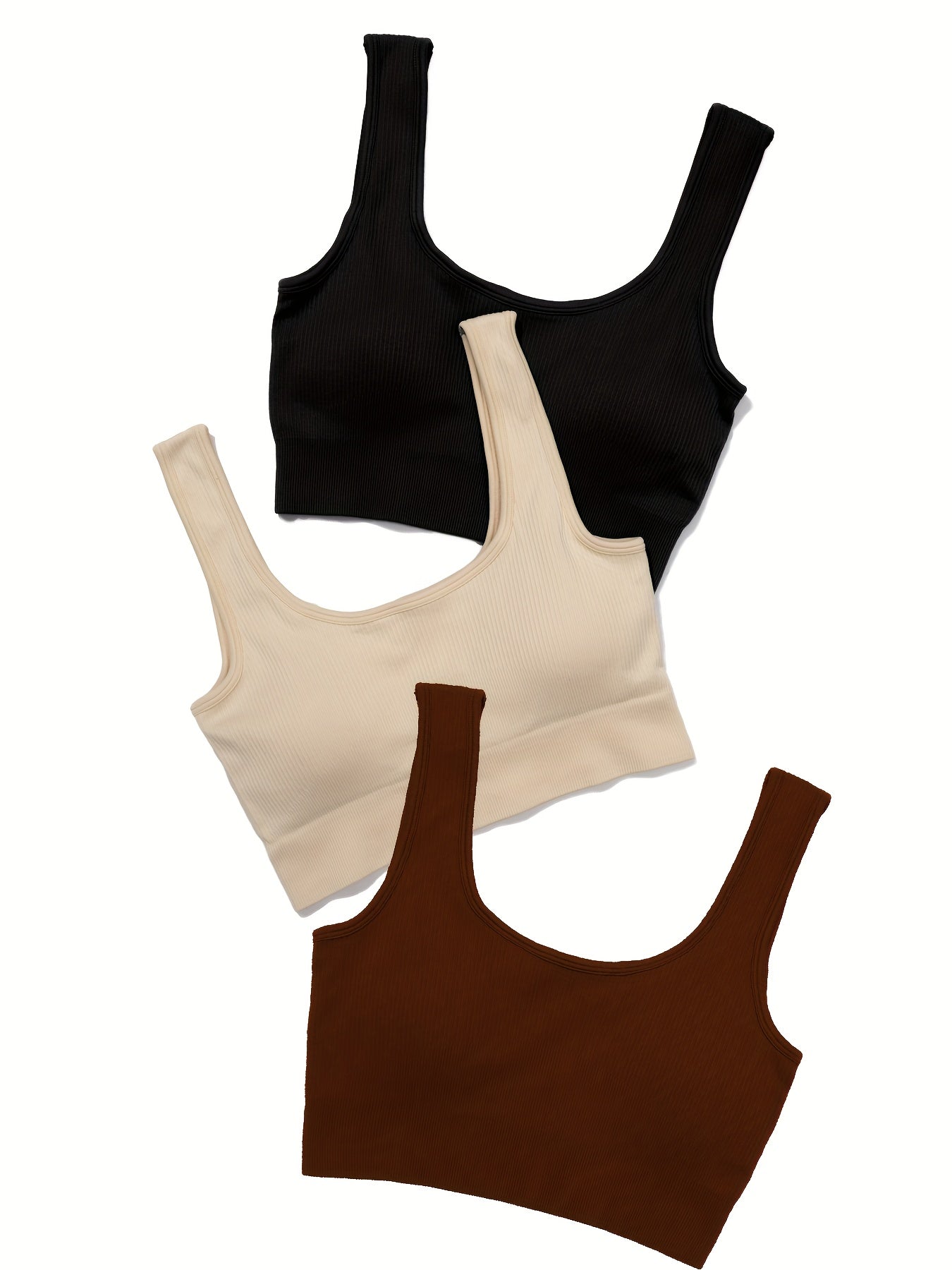 Seamless Sports Bra 3-Pack for Women Comfortable Supportive Fitness Crop Top