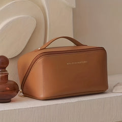 Portable PU Leather Cosmetic Case Toiletry Bag for Travel