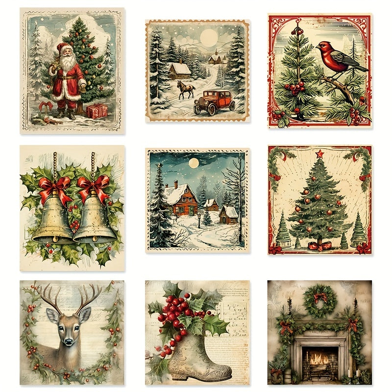 9pcs Christmas Wine Bottle Label Stickers - Xmas Party Decoration
