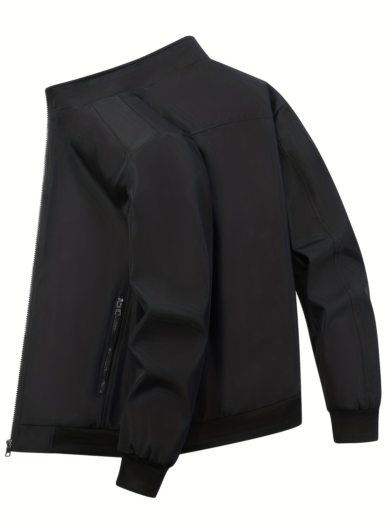 Men's Lightweight Windbreaker Jacket Stand Collar Zip Up Coat