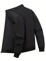 Men's Lightweight Windbreaker Jacket Stand Collar Zip Up Coat