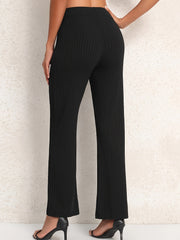 Women's Plus Solid High Waist Ribbed Knit Trousers