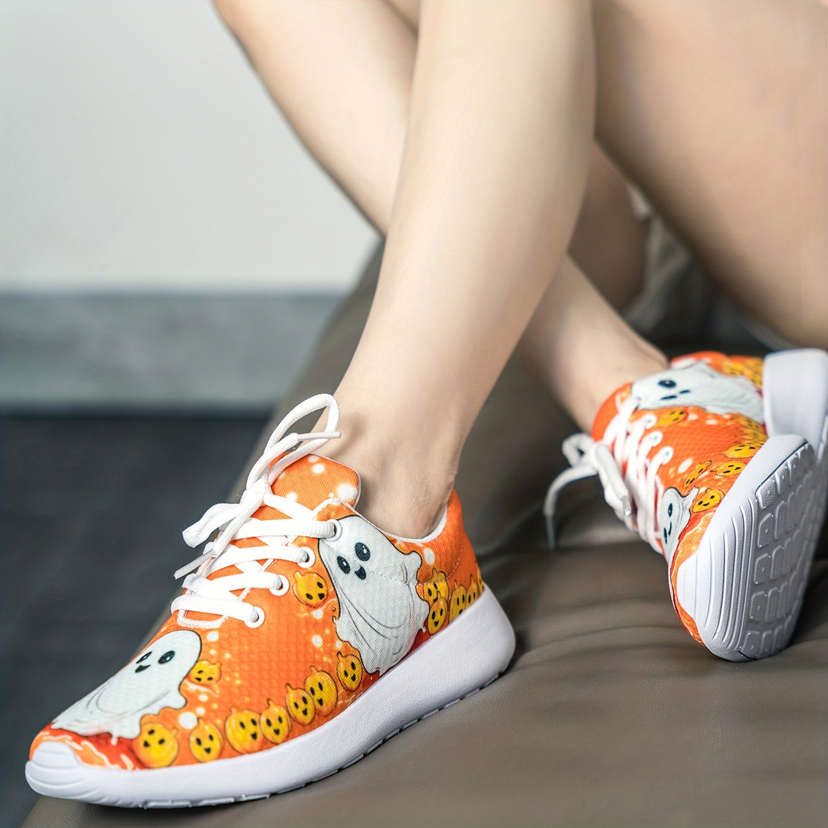 Halloween Pumpkin Ghost Print Sneakers