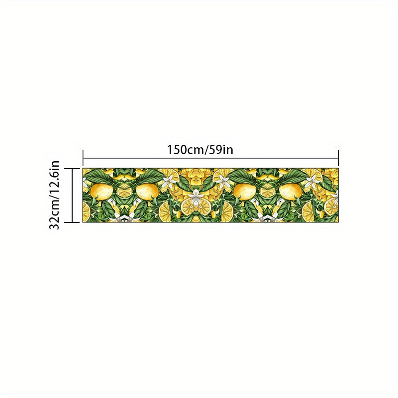 Summer Lemon Pattern Table Runner Farmhouse Linen for Party Wedding