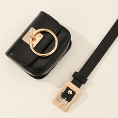 Y2K Vintage Belt Bag Gothic Fanny Pack Heart Metal Buckle PU Leather Waist Purse