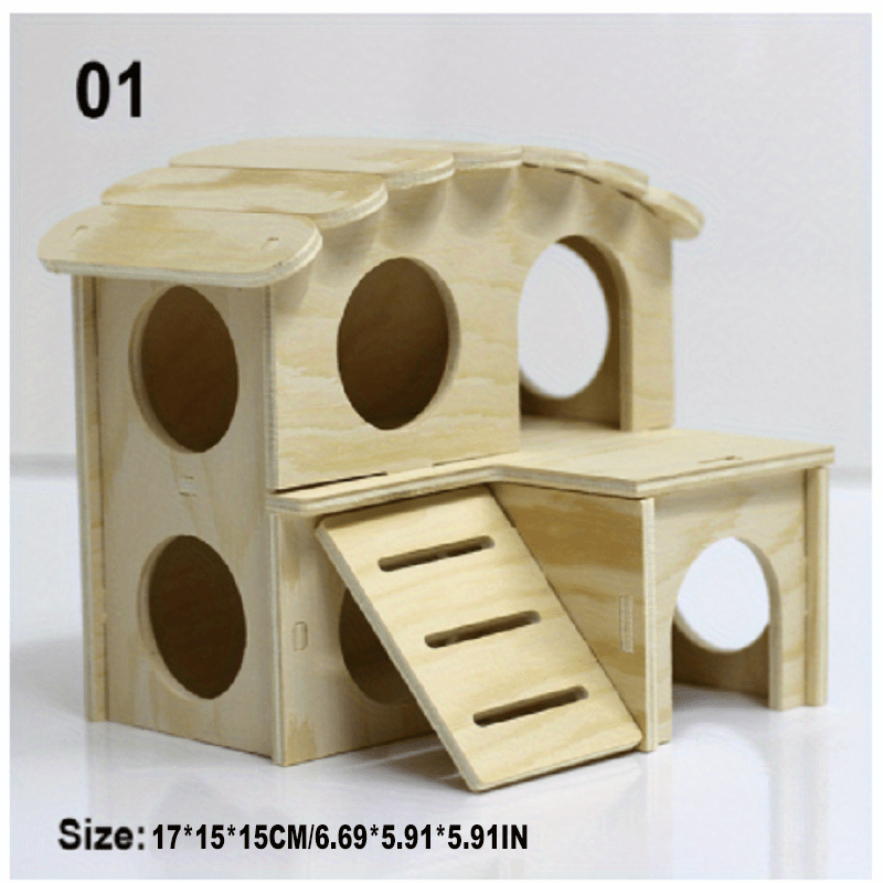 Hamster Wooden House Swing Nest Cage Supplies