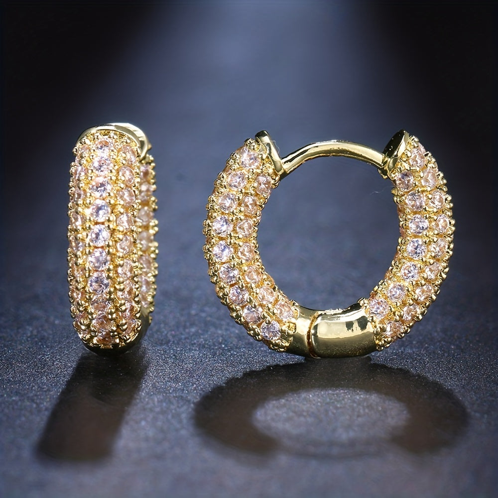 Men's Round Earrings with Artificial Diamond Zircon