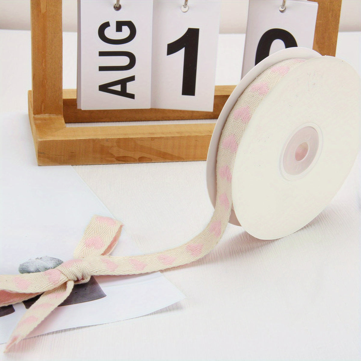 9m Embroidery Peach Heart Webbing Flower Gift Wrapping Cake Baking Packaging
