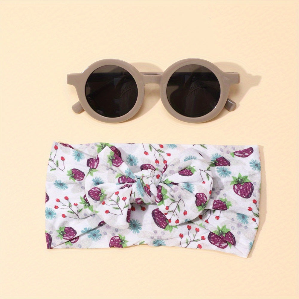 2pcs Fruits Floral Print Headbands & Sunglasses Set for Girls