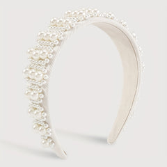 Pearl Decor Wide Head Hoop Headband for Women Wedding Party