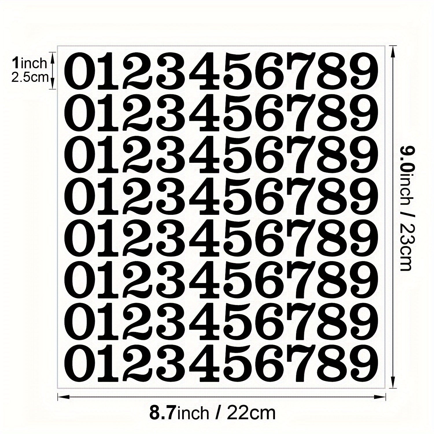 Vinyl Number Decals 1 Inch Pre Cut Pack of 5 Sheets