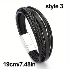 Leather Rope Handwoven Bracelet Men's Vintage Style Accessory