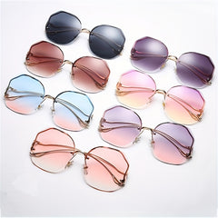 Women's Ombre UV400 Polygon Rimless Sunglasses