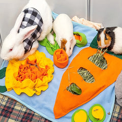 Rabbit Foraging Mat Interactive Puzzle Small Pet Training Toy Soft Feeding Mat