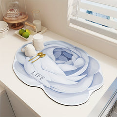 Silicone Dish Drying Pad Kitchen Countertop Absorbent Mat Soft Diatom Mud