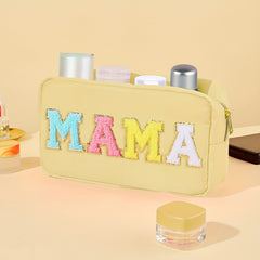 Waterproof Mama Pouch Makeup Bag Preppy Patch for Women and Girls