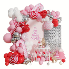 Red Pink Christmas Balloon Arch Set Candy Party Decoration Supplies
