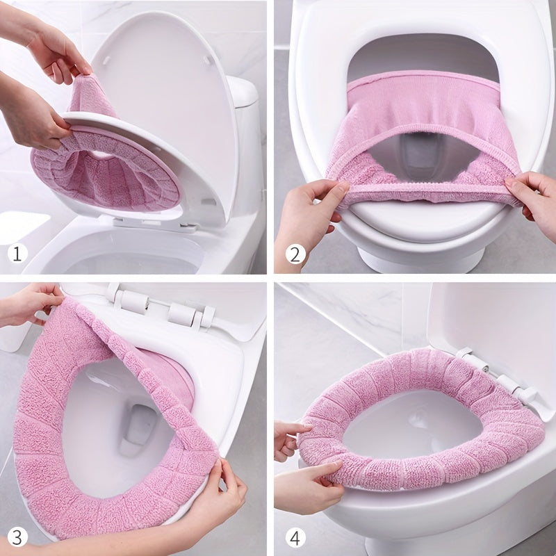 Winter Warm Knitted Toilet Seat Cushion Thickened Detachable Washable