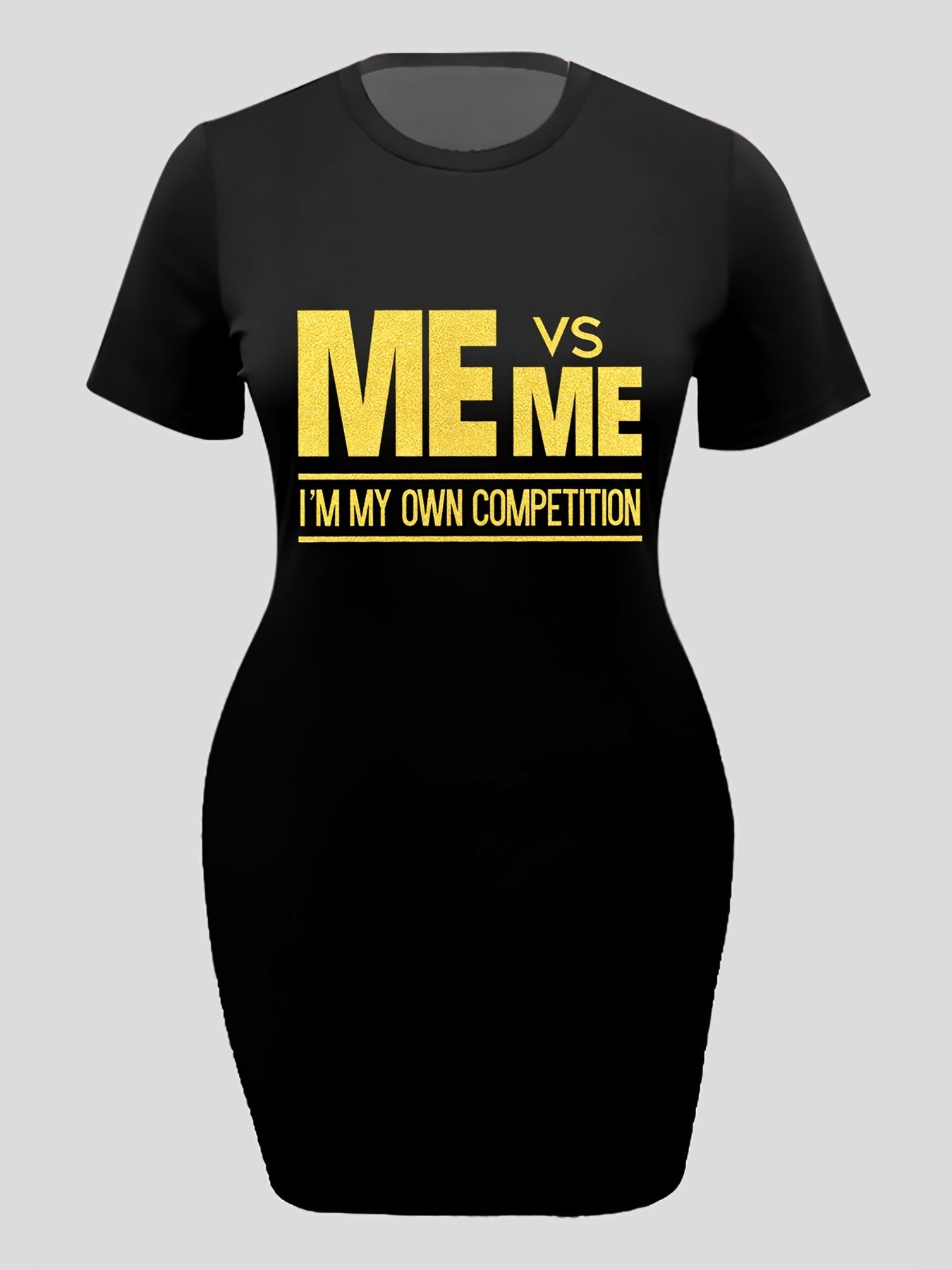  Women's Letter Print Tee Dress
