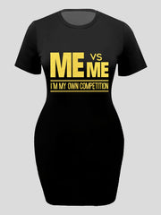  Women's Letter Print Tee Dress