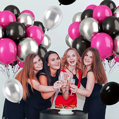 50pcs Rose Red & 30 Metallic Silver Balloons for Party Decor
