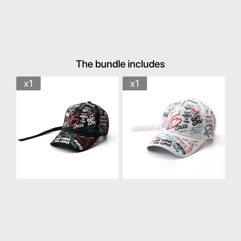 Cartoon Graffiti Hipster Peaked Hat Street Baseball Cap Adjustable