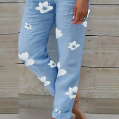 Women's Plus Floral Print High Rise Straight Leg Pants