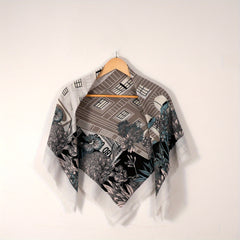 Vintage Floral Print Square Scarf Tassel Shawl Casual Windproof Head Wrap