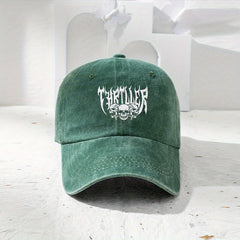 Skull Print Baseball Cap Washed Distressed Sports Hat Women Cotton Sun Hats