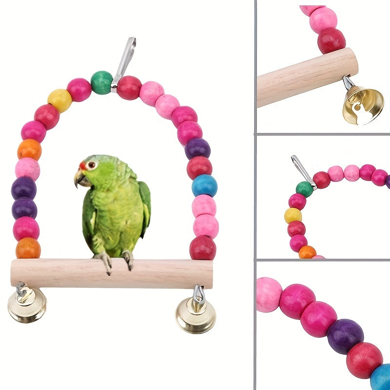 Interactive Parrot Swing with Bell Hanging Toy