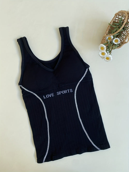 Letter Print Tank Top V Neck Top Women's Lingerie