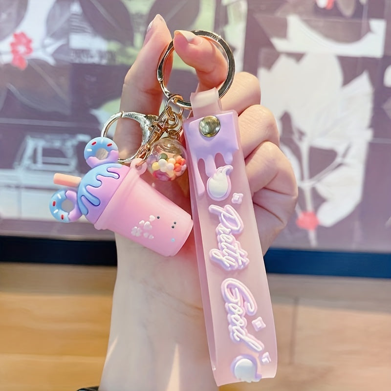 Candy Ice Cream Cup Keychain Cartoon Keyring Car Pendant