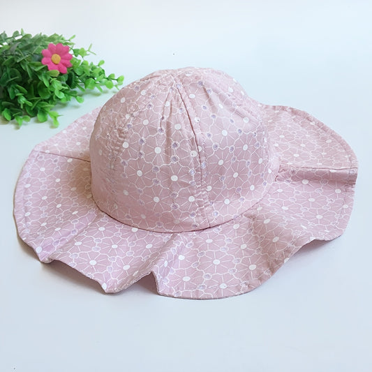 Baby Polka Dot And Flowers Graphic Cotton Bucket Hat Sun Protection