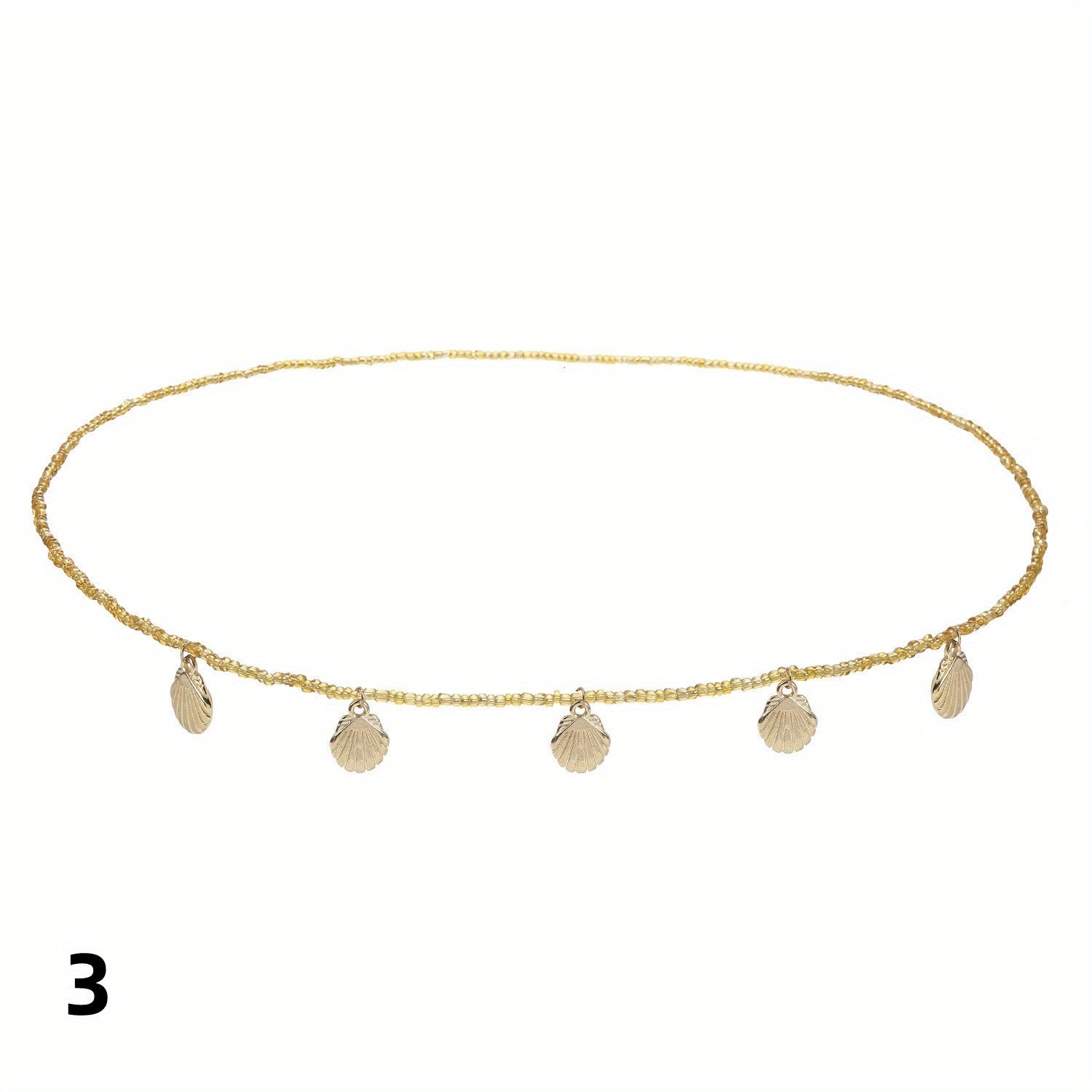Boho Beads Waist Chain Shell Crushed Stone Decor Elastic Belly Chain