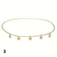 Boho Beads Waist Chain Shell Crushed Stone Decor Elastic Belly Chain