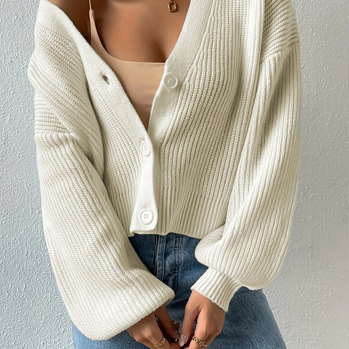 Button Front Knitted Cardigan Long Sleeve
