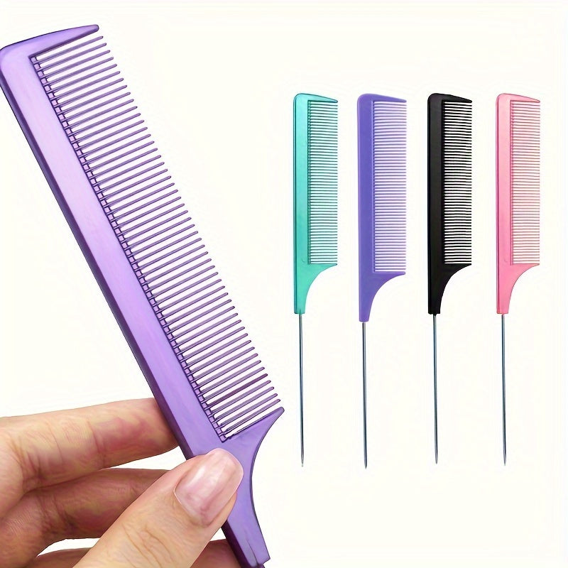 Fine Tooth Rat Tail Teasing Comb Stainless Steel Pin Hair Pick Detangling Comb