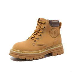 Chunky Low Heel Lace-Up Ankle Boots Women's Comfortable Round Toe Short Boots