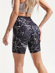  Leopard Print Wide Waistband Biker Shorts