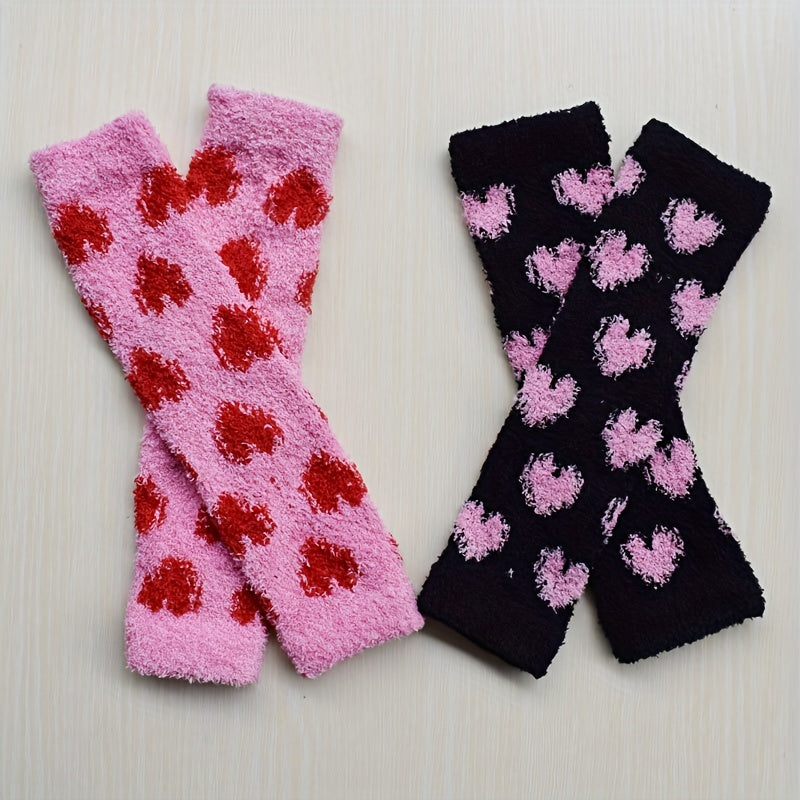 Velvet Thicken Arm Sleeve Warm Fingerless Sleeves For Women