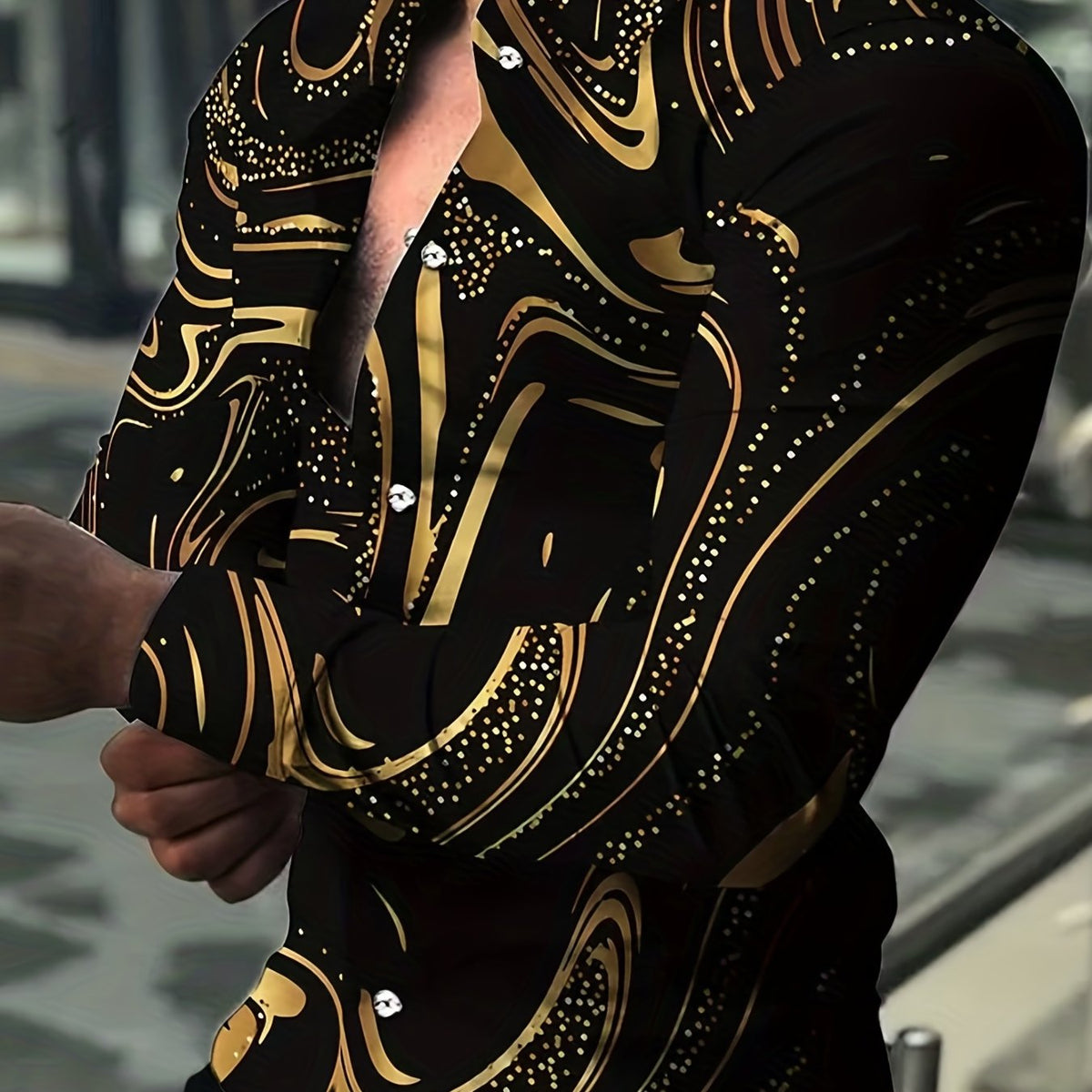 Abstract Print Button Up Shirt