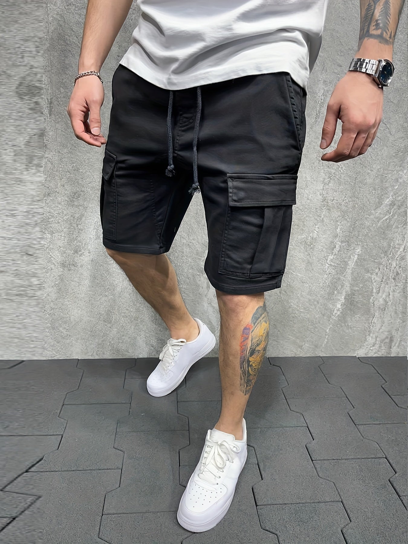 Men's Loose Fit Cotton Cargo Shorts with Pockets