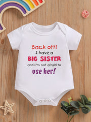 Baby Girls BIG SISTER Print Romper Short Sleeve Bodysuit