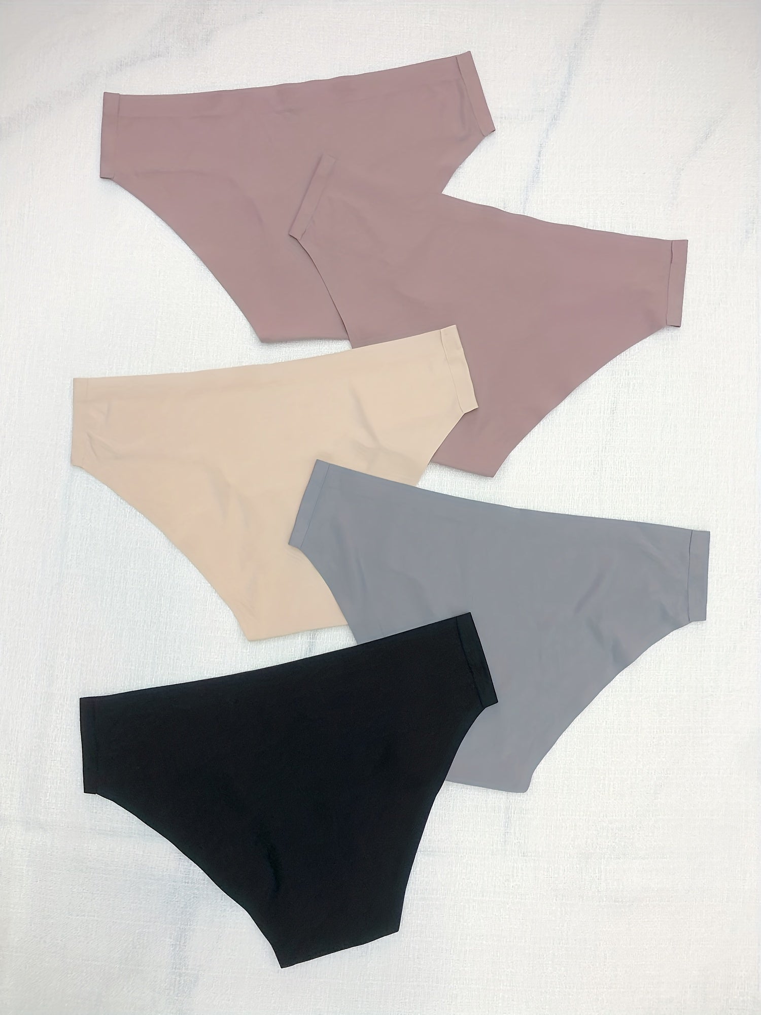 5 Seamless Solid Briefs Comfy & Breathable Low Waist Panties