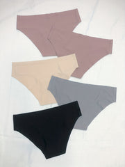5 Seamless Solid Briefs Comfy & Breathable Low Waist Panties