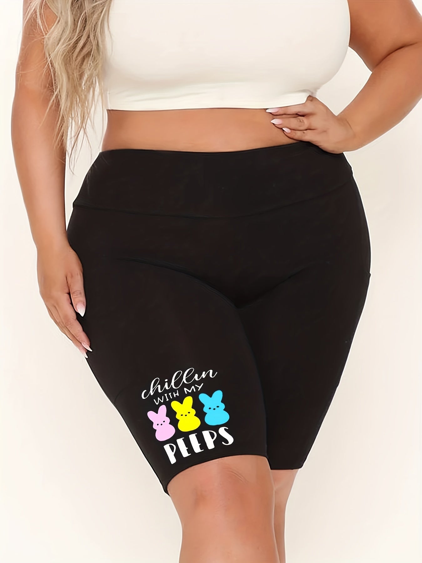 Women's Plus Rabbit Print High Rise Biker Shorts