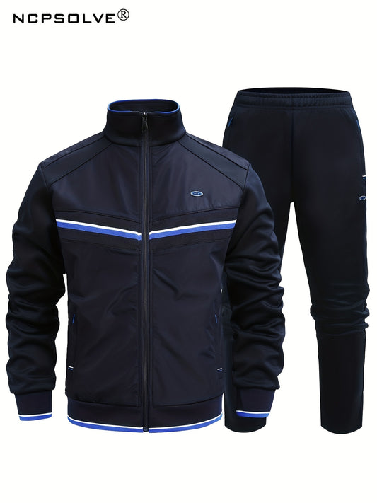 Men's Sports Suit Striped Jacket & Solid Pants